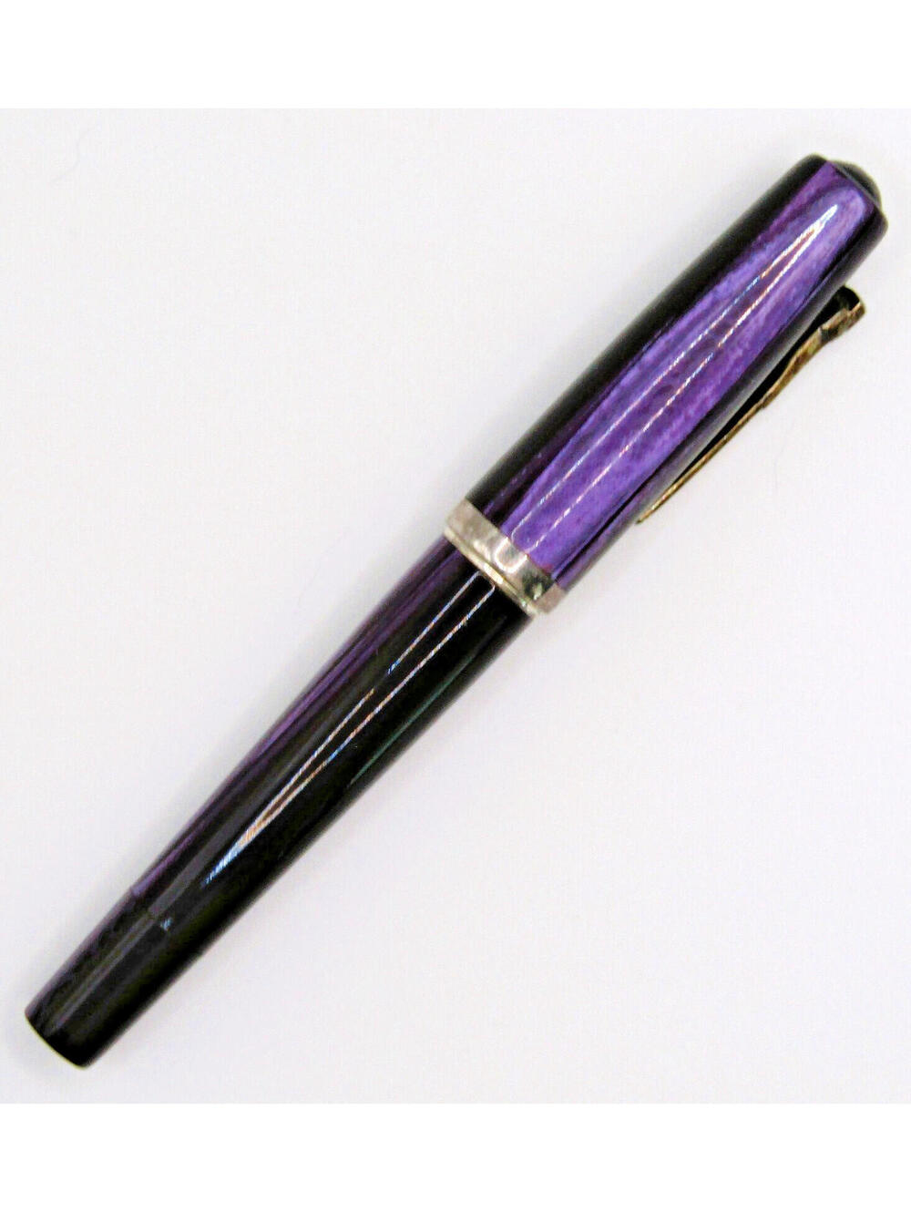 Krone Rich Purple Celluloid Marbled Swirls Ballpoint Pen